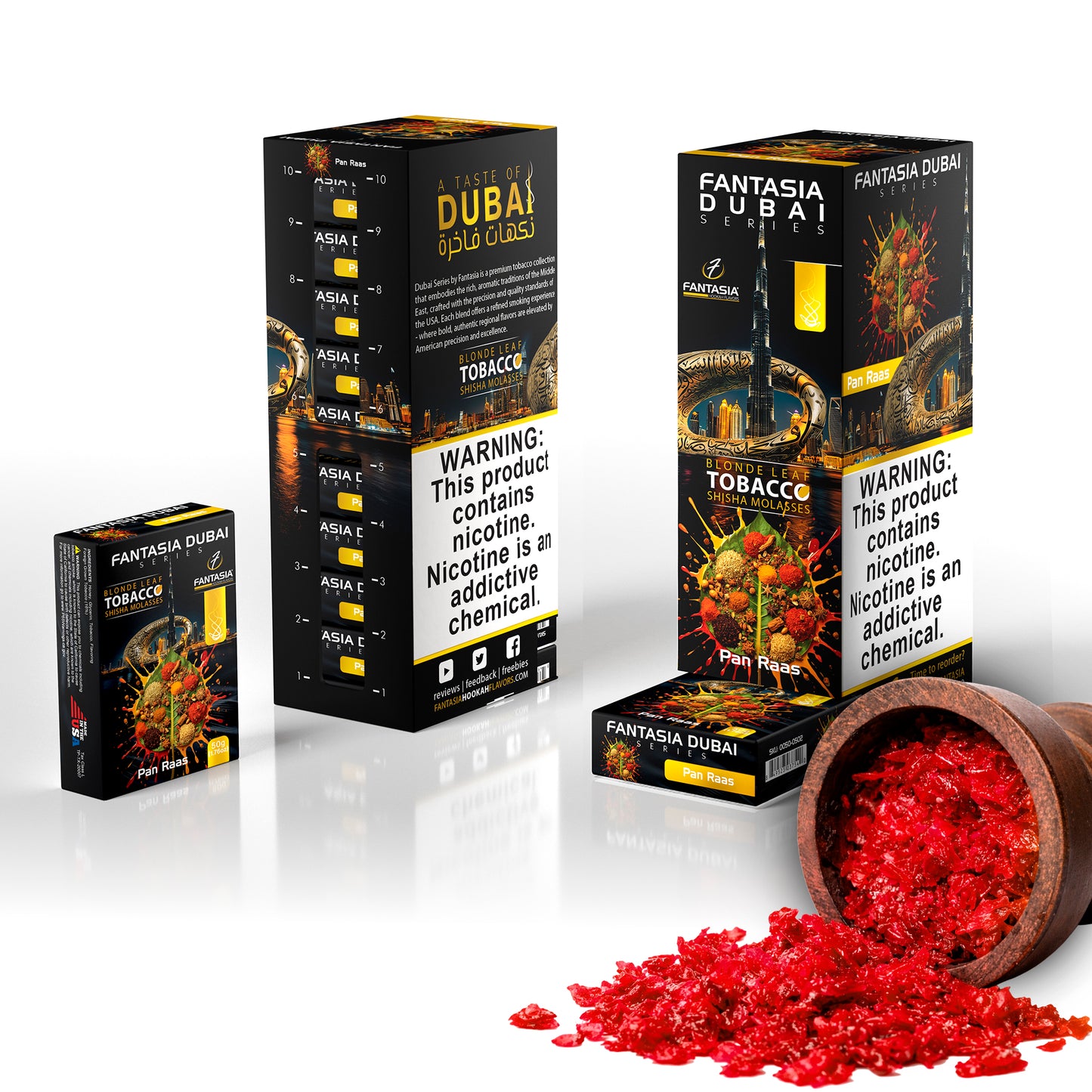 Fantasia DUBAI Hookah Shisha Tobacco 500g Display (10 X 50g Pack)