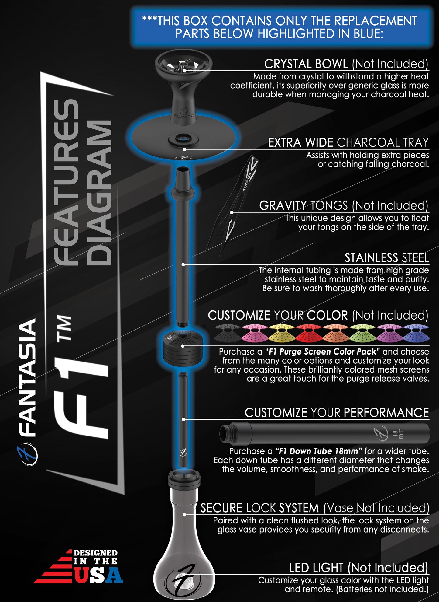 F1™ Hookah Pipe System 27in (STEM ONLY)