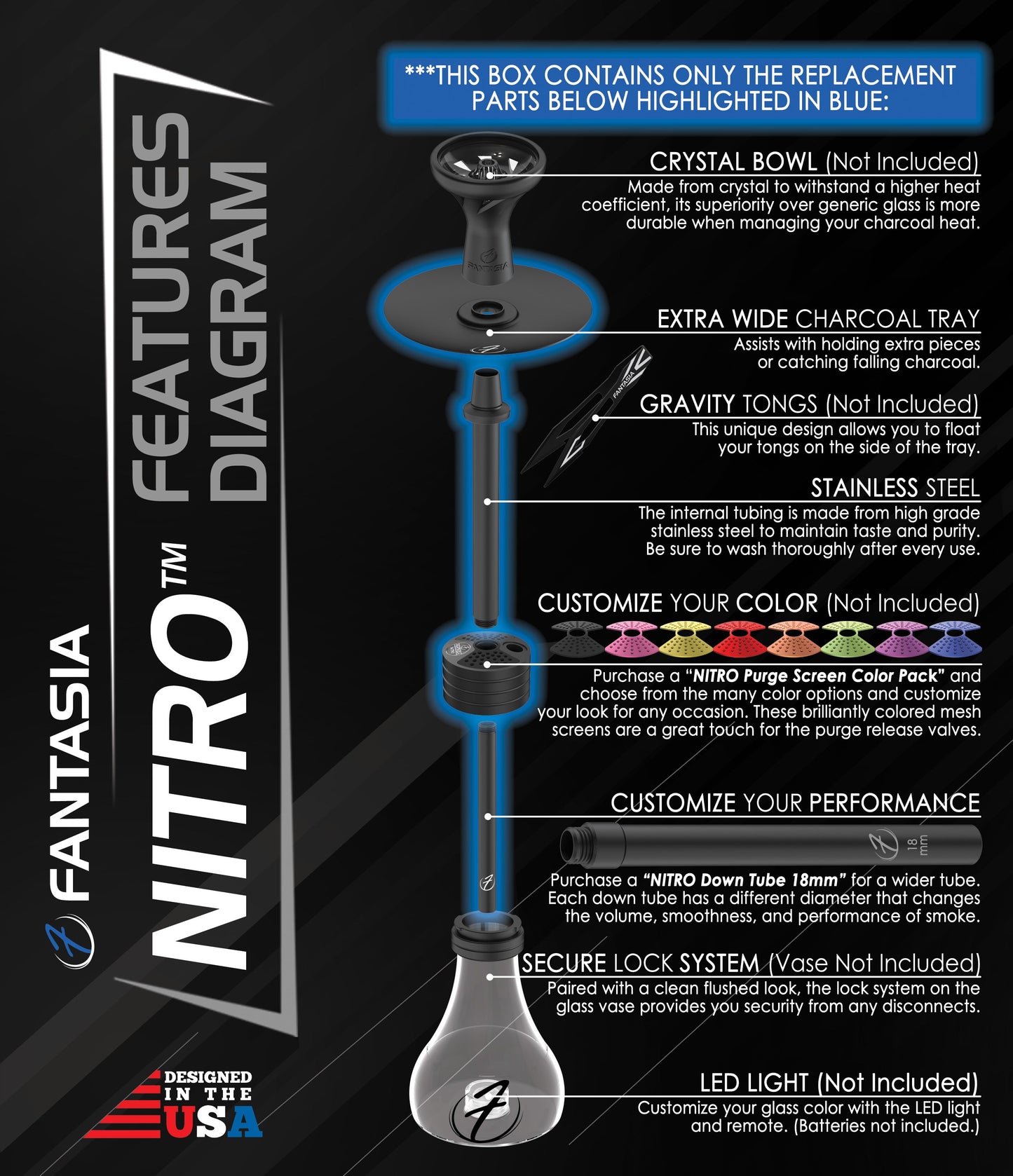 NITRO™ Hookah Pipe System 21in (STEM ONLY)